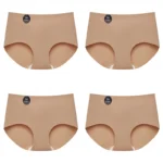 FalllSweet 4PCS Seamless Panties for Woman Ice Silk Underwear Soft Thin Briefs Women’s Underpants Fashion Sexy Female Lingerie