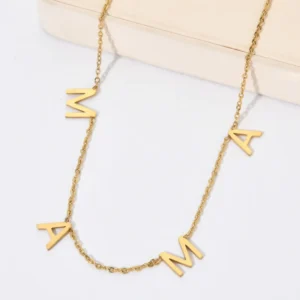 MAMA Necklace, Stainless Steel Gold Jewelry Gift for Mom