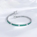 Fine Jewelry 3mm Montana Blue/Emerald Green/Ruby Red/Turquoise/Black Cubic zircon 925 Silver Tennis Bracelet