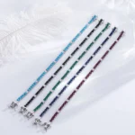 Fine Jewelry 3mm Montana Blue/Emerald Green/Ruby Red/Turquoise/Black Cubic zircon 925 Silver Tennis Bracelet