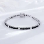 Fine Jewelry 3mm Montana Blue/Emerald Green/Ruby Red/Turquoise/Black Cubic zircon 925 Silver Tennis Bracelet