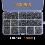 50-1600Pcs/Box Fishing Hooks Carbon Steel Strong Sharp Silver Circle Fish hook 3#-12# Jig Barbed Pesca Portable Lure Bait Tackle