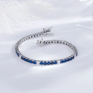 Fine Jewelry 3mm Montana Blue/Emerald Green/Ruby Red/Turquoise/Black Cubic zircon 925 Silver Tennis Bracelet