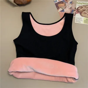 Women's Winter Thermal Underwear Top Seamless Plus Velvet Shirt Sleeveless Vest Warm Female Undershirt