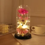 Mothers Day Rose Gifts for Mom, Galaxy Glass Rose Forever Eternal Crystal Flower Light Up Rose in Glass Dome with Butterfly Moth