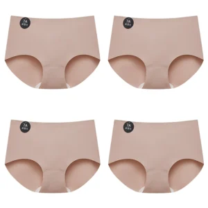FalllSweet 4PCS Seamless Panties for Woman Ice Silk Underwear Soft Thin Briefs Women's Underpants Fashion Sexy Female Lingerie