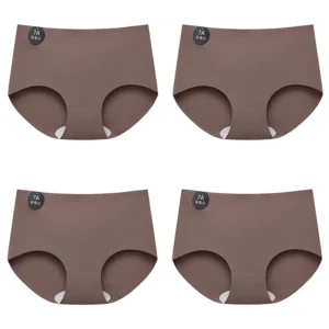 FalllSweet 4PCS Seamless Panties for Woman Ice Silk Underwear Soft Thin Briefs Women's Underpants Fashion Sexy Female Lingerie