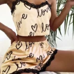 Women’S Pajama Shorts Suit Homewear Print Underwear Pijama Sexy Lingerie Camisoles Tanks Nighty Ladies Sleepwear