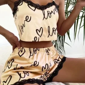Women'S Pajama Shorts Suit Homewear Print Underwear Pijama Sexy Lingerie Camisoles Tanks Nighty Ladies Sleepwear