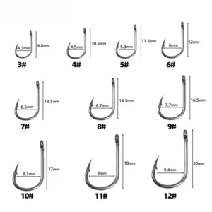 Fishing Hooks Carbon Steel Strong Sharp Silver Circle Fishhook  Jig Barbed Pesca Portable Lure Bait Tackle