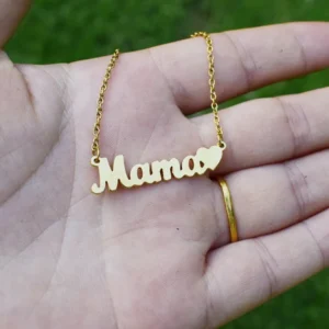 MAMA Necklace, Stainless Steel Gold Jewelry Gift for Mom