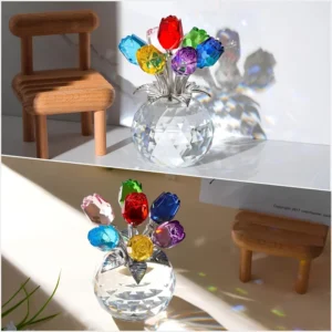 Colourful Rose Bouquet - For Anniversary, Mother's Day, Valentine's Day Crystal Rose Bouquet - Eternal Rose Decorative Gift