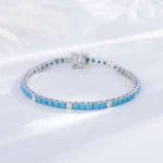 Fine Jewelry 3mm Montana Blue/Emerald Green/Ruby Red/Turquoise/Black Cubic zircon 925 Silver Tennis Bracelet
