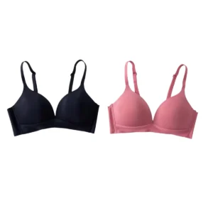 2Pcs/Set Seamless Deep V 3/4 Cup Bra Women's Wireless Underwear Push-Up Bra Gentle Support Bralette Daily Sexy Lingerie S-XXL