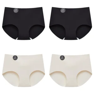 FalllSweet 4PCS Seamless Panties for Woman Ice Silk Underwear Soft Thin Briefs Women's Underpants Fashion Sexy Female Lingerie