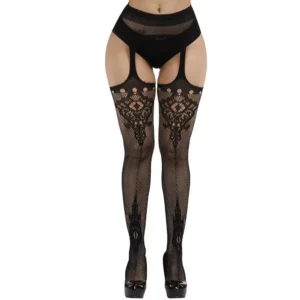 Women Sexy Lingerie Stockings Garter Belt Stripe Elastic Stockings Black Fishnet Stocking Thigh Sheer Tights Pantyhose