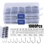 50-1600Pcs/Box Fishing Hooks Carbon Steel Strong Sharp Silver Circle Fish hook 3#-12# Jig Barbed Pesca Portable Lure Bait Tackle