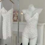 Onesie Pajamas for Women Cute Pj Woman Coquette Pajamas Set Floral Pajama Set Coquette Aesthetics