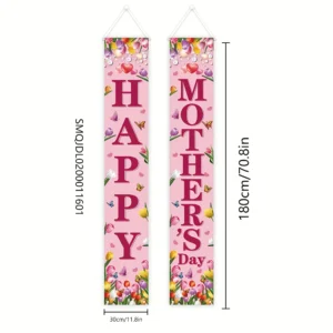 1 set of Mother's Day porch banner flags with “Happy Mother's Day” text, a Mother's Day gift for Mom