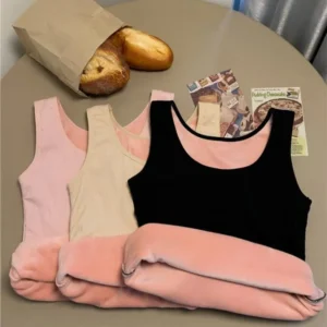 Women's Winter Thermal Underwear Top Seamless Plus Velvet Shirt Sleeveless Vest Warm Female Undershirt