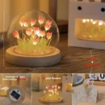 Birthday Gifts Mom Assembled Tulip Light Handmade Artificial Flower Table Lamp Bedroom Desk Decoration for Daughter Girlfriend