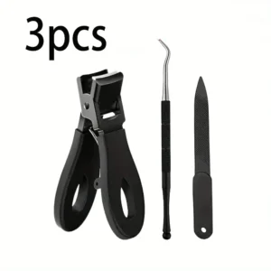 1/3/4/5pcs Stainless Steel Toenail Clippers Set with Ergonomic Handle, Includes Wide Mouth Angled Scissors, Nail File Cuticle Tool