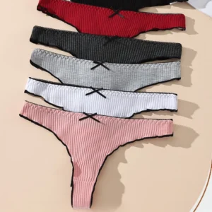 3Pcs Women's Thong Low-rise Panties Solid Color Lingerie Sexy Thongs Fashion Casual Underwear Comfort Fit Women's Tangas