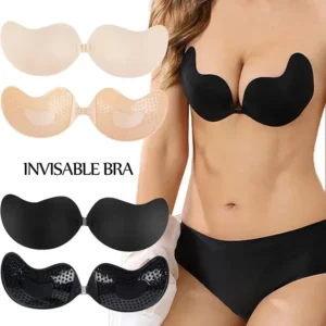 1/2pcs Invisible Women'S Push Up Bra, Backless And Strapless Bra, Front Placket Bra, Underwear, Silicone Self-Adhesive Breast Pad