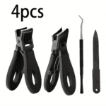1/3/4/5pcs Stainless Steel Toenail Clippers Set with Ergonomic Handle, Includes Wide Mouth Angled Scissors, Nail File Cuticle Tool