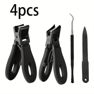 1/3/4/5pcs Stainless Steel Toenail Clippers Set with Ergonomic Handle, Includes Wide Mouth Angled Scissors, Nail File Cuticle Tool