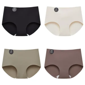 FalllSweet 4PCS Seamless Panties for Woman Ice Silk Underwear Soft Thin Briefs Women's Underpants Fashion Sexy Female Lingerie