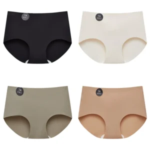FalllSweet 4PCS Seamless Panties for Woman Ice Silk Underwear Soft Thin Briefs Women's Underpants Fashion Sexy Female Lingerie