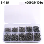50-1600Pcs/Box Fishing Hooks Carbon Steel Strong Sharp Silver Circle Fish hook 3#-12# Jig Barbed Pesca Portable Lure Bait Tackle