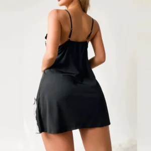Plus Size Set Lace Bra And Thong Sets Sexy Dress Women's Lingerie V-Neck Nightgown Split Hem Soft Lingeries