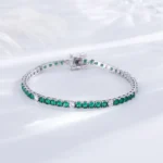 Fine Jewelry 3mm Montana Blue/Emerald Green/Ruby Red/Turquoise/Black Cubic zircon 925 Silver Tennis Bracelet