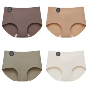 FalllSweet 4PCS Seamless Panties for Woman Ice Silk Underwear Soft Thin Briefs Women's Underpants Fashion Sexy Female Lingerie