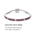 Fine Jewelry 3mm Montana Blue/Emerald Green/Ruby Red/Turquoise/Black Cubic zircon 925 Silver Tennis Bracelet