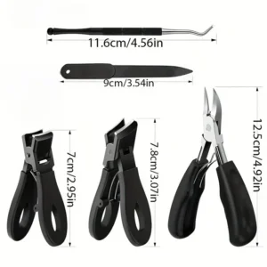 1/3/4/5pcs Stainless Steel Toenail Clippers Set with Ergonomic Handle, Includes Wide Mouth Angled Scissors, Nail File Cuticle Tool