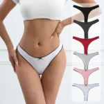 3Pcs Women’s Thong Low-rise Panties Solid Color Lingerie Sexy Thongs Fashion Casual Underwear Comfort Fit Women’s Tangas