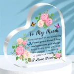 Mum Gifts Mothers Day Gifts From Daughter Son To My Mum I Love You Acrylic Heart Shape Plaque For Mum Mother Mummy Birthday