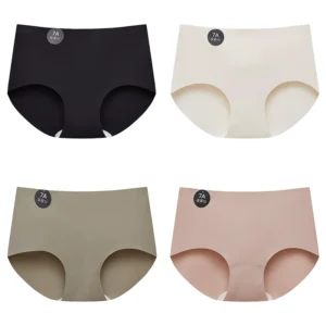 FalllSweet 4PCS Seamless Panties for Woman Ice Silk Underwear Soft Thin Briefs Women's Underpants Fashion Sexy Female Lingerie