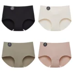 FalllSweet 4PCS Seamless Panties for Woman Ice Silk Underwear Soft Thin Briefs Women’s Underpants Fashion Sexy Female Lingerie