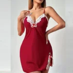 Plus Size Set Lace Bra And Thong Sets Sexy Dress Women’s Lingerie V-Neck Nightgown Split Hem Soft Lingeries Female Clothes