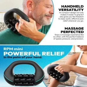 Massage Roller Wheel Massager Muscle Gun Therapy 5-Speed Percussion Deep Tissue Back/Neck Pain Relief, Rechargeable Handheld