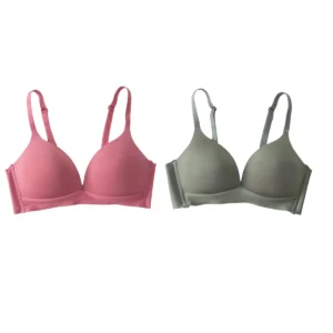 2Pcs/Set Seamless Deep V 3/4 Cup Bra Women's Wireless Underwear Push-Up Bra Gentle Support Bralette Daily Sexy Lingerie S-XXL