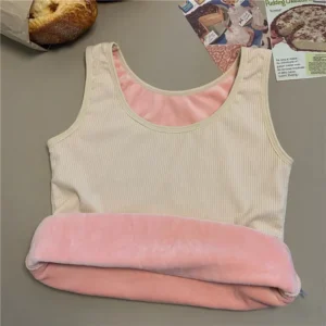 Women's Winter Thermal Underwear Top Seamless Plus Velvet Shirt Sleeveless Vest Warm Female Undershirt