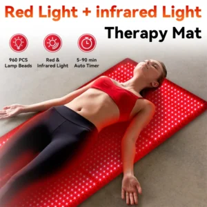 KEMOKO 960pcs Leds Red Light Large Pad For Body Pain Relief Waist Back Shoulder Muscle Pain Yoga mat Relief Relax Infrared Light