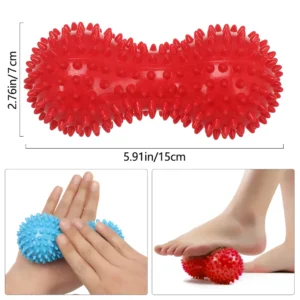 Peanut Ball Foot Massage Ball, Spiky Massage Ball for Trigger Point Therapy, Deep Point Massage, Plantar Fasciitis, Neck Pain Relief