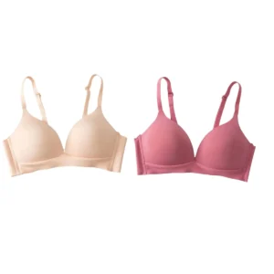 2Pcs/Set Seamless Deep V 3/4 Cup Bra Women's Wireless Underwear Push-Up Bra Gentle Support Bralette Daily Sexy Lingerie S-XXL