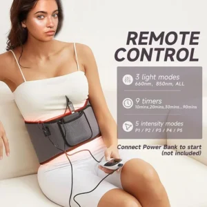 LED Infrared Red Phototherapy Belt 660nm 850nm Back And Waist Pain Relief Heating Function Deeply Penetrates The Skin